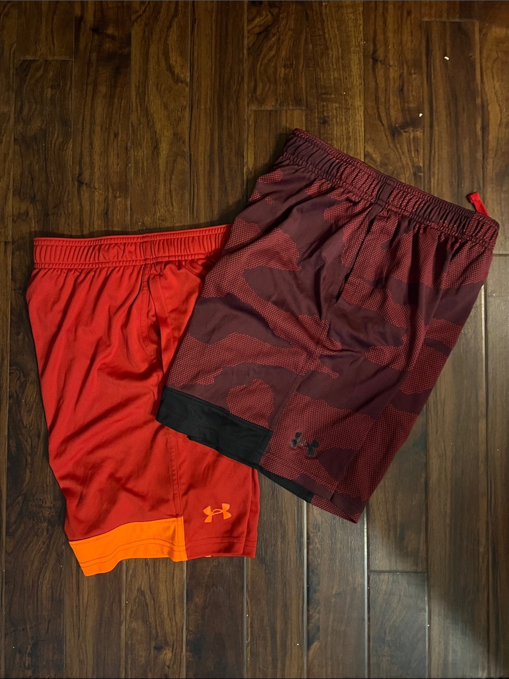 Under Armour Boys Red & Maroon Athletic Shorts - 2-Pack